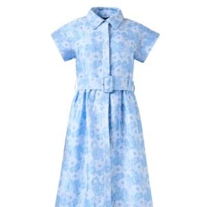 Abbey Glass Harper Dress Blue Floral Jacquard - L